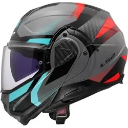 LS2 FF910 Advant II Triple Klapphelm - grau-rot-blau, Größe M für Männer - Motorradhelm mit Coolmax Innenfutter, atmungsaktiv und schnell trocknend. Ausgestattet mit kratzfestem Max Vision Visier und integriertem Sonnenvisier für optimalen Schutz.