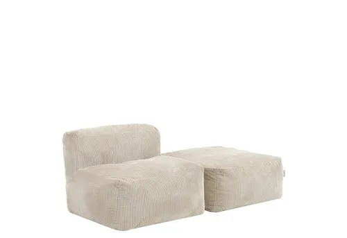 icon Sofa Modulares Sessel „Zen“ mit Hocker aus Kunstfell, beige - Sofa für Wohnzimmer und Schlafzimmer, flauschig und bequem mit Schaumstofffüllung, ideal für entspannte Stunden.