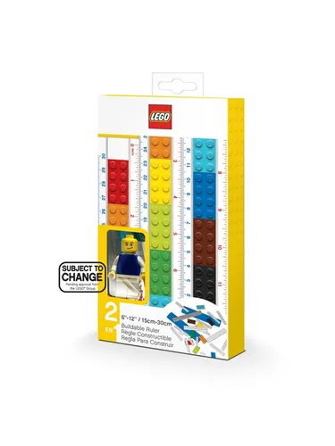 Lego Stationery Baubares Lineal mit Minifigur - 28 LEGO Bausteine, wandelbar von 12 Zoll auf 6 Zoll, ideal für kreative LEGO Fans