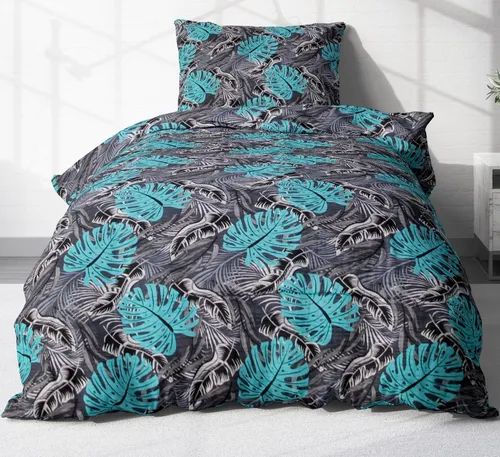 Heubergshop Seersucker Bettwäsche 2-teilig 135x200cm Grau Schwarz Türkis - Hochwertige 2-teilige Bettwäsche aus 100% Baumwolle im modernen Seersucker-Design. Ideal für angenehme Nächte und stilvolle Akzente im Schlafzimmer.