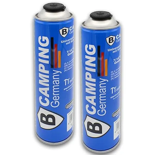 TruWare Just Camp Gaskartusche Butan Universal mit Schraubventil 330g für Gaskocher, Gasbrenner, Campingkocher und Lötgeräte mit 7/16