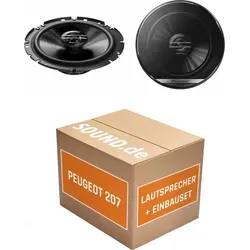 Pioneer TS-G1720F Einbau-Lautsprecher für Peugeot 207 - Komplettset mit 2x 16 cm Koaxial-Lautsprechern für Peugeot 207 (2006-2015). Einfache Installation mit Adaptersteckern und Ringen für satten Klang und klare Höhen.