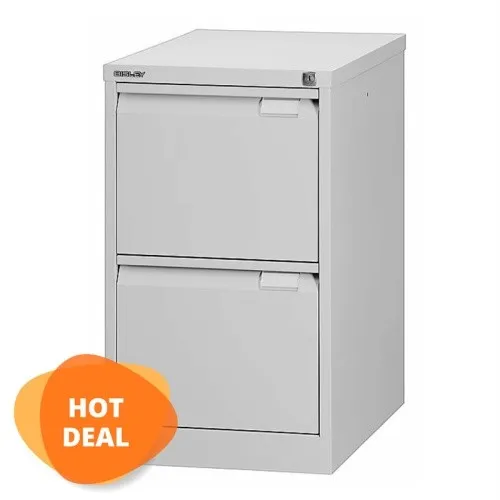 BISLEY Hängeregistraturschrank lichtgrau mit 2 Schubladen - Büromöbel mit 2 Schubladen, ideal für A4-Dokumente. Mit Auszugssperre und kugelgelagerten Teleskopschienen für mühelosen Zugriff und Ordnung im Büro.