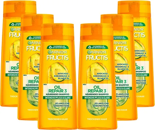 GARNIER Haarshampoo Garnier Fructis Oil Repair 3 Shampoo, Set, 6-tlg., Intensive Pflege für trockenes Haar