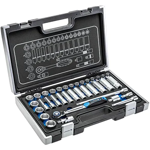 Högert HT1R465 Werkzeugsatz, schwarz/Blau, 3/8”