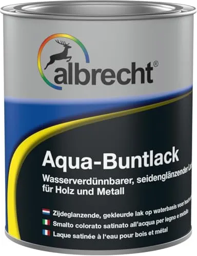 Albrecht Aqua-Buntlack Seidenglanz RAL 9005 Schwarz 750 ml - Hochdeckender, seidenmatter Lack in edlem Schwarz, ideal für kreative Projekte und langlebigen Schutz von Holz und Metall.