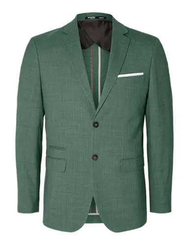 SELETED HOMME Herren SLHSLIM-Oasis Anzugjacke - Elegante Anzugjacke in Light Green Melange, perfektes Sakko für formelle Anlässe mit atmungsaktiven Belüftungsschlitzen.