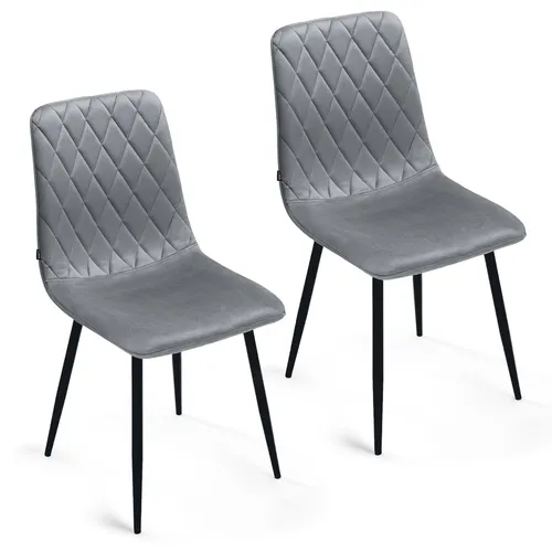 Lina® Elisia Esszimmerstuhl im modernen Design - Samt - Bequemer Stuhl für Ihr Esszimmer, hochwertiger Stoff, ergonomische Form - 2er Set - Grau