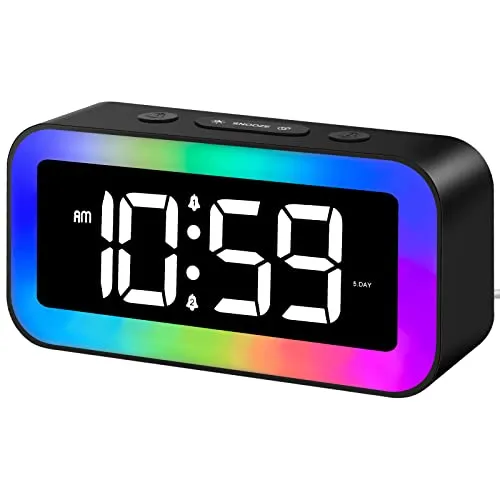 MOSUO Digitaler Morgenwecker für Kinder mit Nachtlicht - Wecker mit 7 Farben RGB-Nachtlicht, 2 Alarm-Modi und Sprachsteuerung. Ideal für Kinder und Jugendliche, sorgt für sanftes Aufwachen und eine gemütliche Atmosphäre.