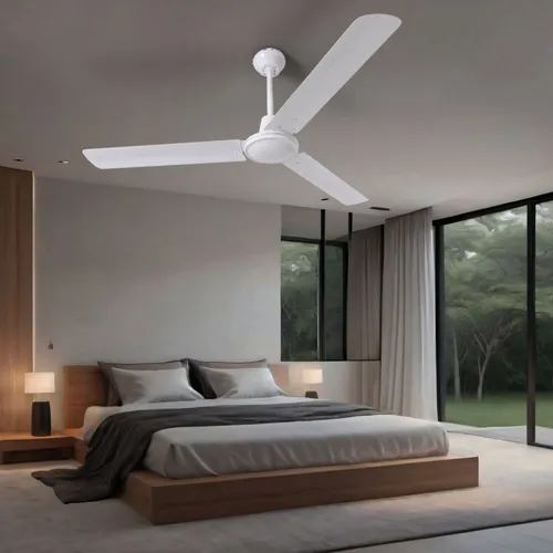Deckenventilator mit Wandschalter - 3 Geschwindigkeiten, 142 cm - Ventilator für optimale Luftzirkulation, leiser Motor für Räume bis 30m², montierbar an schrägen Decken bis 30°. Perfekte Abkühlung für Zuhause oder Büro!