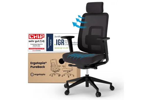 Ergotopia PureBack ergonomischer Bürostuhl – Komfortabler Drehstuhl für gesundes Sitzen - Bürostühle mit optimaler Ergonomie für gesundes Sitzen – Der PureBack bietet mit Synchronmechanik und atmungsaktivem Netzrücken höchsten Komfort für Home Office, Büro oder Gaming.