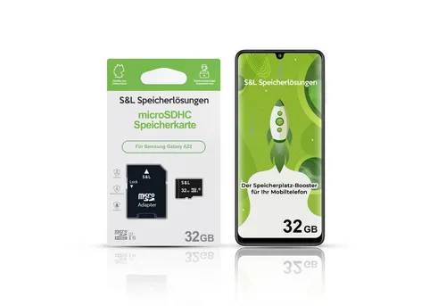 Tec-Expert microSD Karte S&L für Samsung Galaxy A22 Speicherkarte (32 GB, Class 10, microSDHC)