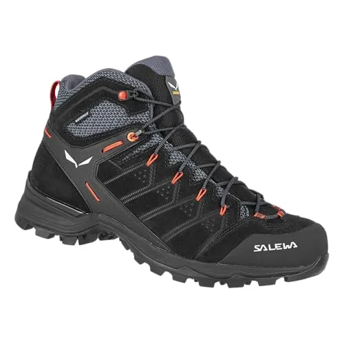 Salewa Alp Mate Mid Herrenwanderstiefel - Schwarz, Größe 42.5 - Wanderschuhe mit wasserabweisendem Material, leicht und ideal für anspruchsvolle Wanderungen, ca. 530 Gramm, nachhaltig mit Salewa Committed Standard.