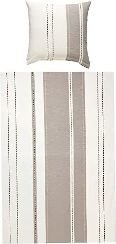 Janine Bettwäsche Mako-Soft-Seersucker Kiesel-weiß Größe 1x 135x200 cm + 1x 80x80 cm