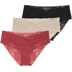 Dorina Slip Lana (3er Pack) florale Spitze beige|bunt M