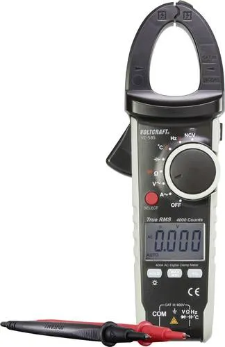 VOLTCRAFT Multimeter Digitales TrueRMS AC-Stromzangen-Multimeter - Spannungsprüfer mit ergonomischem Design für eine einfache Ein-Hand-Bedienung. Misst sicher Wechselstrom bis 400 A ohne Stromkreisunterbrechung und bietet zuverlässige Ergebnisse dank ISO-Kalibrierung.