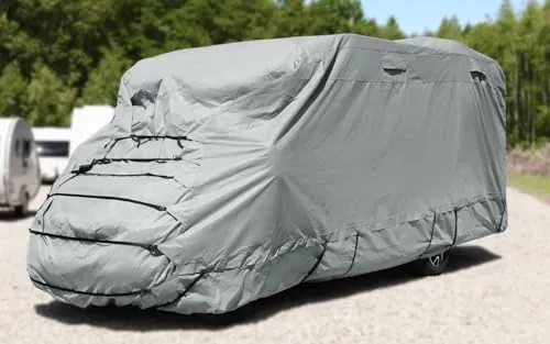 BERGER Abdeckplane für Wohnmobil, Kastenwagen, Van | Atmungsaktive Schutzhülle | langlebige 4-lagige Abdeckung | Schutz vor Regen, UV & Schmutz | Verschiedene Längen