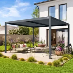 PRIMEYARD 4x4m Pergola mit Lamellendach in Anthrazit von PRIMEYARD