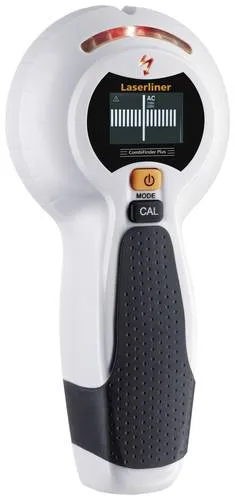 Laserliner Ortungsgerät CombiFinder Plus - Messgerät zur präzisen Ortung von Metall bis 75 mm und Stromleitungen bis 40 mm Tiefe. Mit LED-Ampelsystem und automatischer Kalibrierung für sicheres Arbeiten.