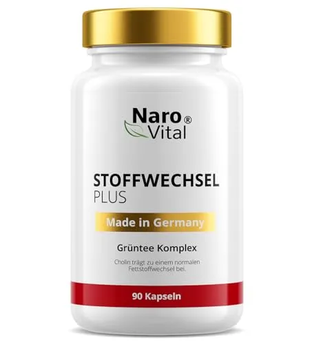 Stoffwechsel Kapseln - Grüntee Komplex mit Bittermelone - Fatburner für eine effektive Stoffwechselkur. Enthält natürliche Inhaltsstoffe wie Bittermelone und grünen Tee, laktosefrei und vegan, für eine gesunde Gewichtsreduktion.
