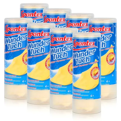 SPONTEX Wundertuch - 8er Pack Reinigungstücher für strahlende Sauberkeit - Reinigungstücher für Haushalt und Auto, nehmen bis zu 1.050% Wasser und Schmutz auf, hinterlassen keine Schlieren und sind sanft zu empfindlichen Oberflächen.