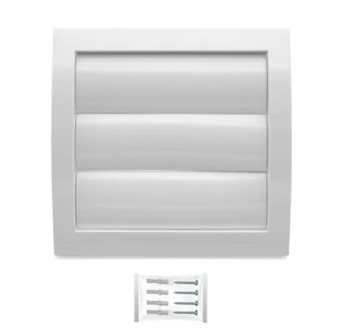 H&C VENT Lüftungsgitter eckig 150x150mm mit Insektenschutz & Lamellen (Ø 100mm, weiß) - Kunststoff Wetterschutzgitter zur Dunstabzug Abdeckung außen - Belüftungsgitter Abzug, Garage, Tür, Kühlschrank