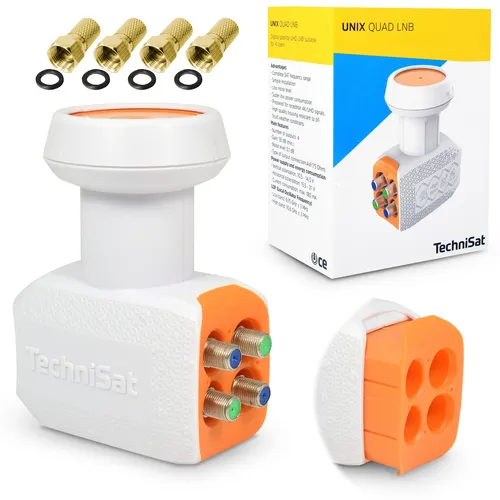 TechniSat Quad LNB digital Unix HD HDTV 4K UHD 4 F-Stecker ► 4 Teilnehmer direkt