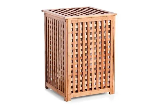 Zeller 13438 Wäschetruhe aus Bambus, 40 x 40 x 58 cm - Wäschetruhe in stabiler Bambuskonstruktion mit klappbarem Deckel und praktischem Innenbeutel. Ideal für ein stilvolles und organisiertes Zuhause.