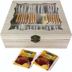 Teebox Holz Natur Mit Glas 8 Fächer-myw52752