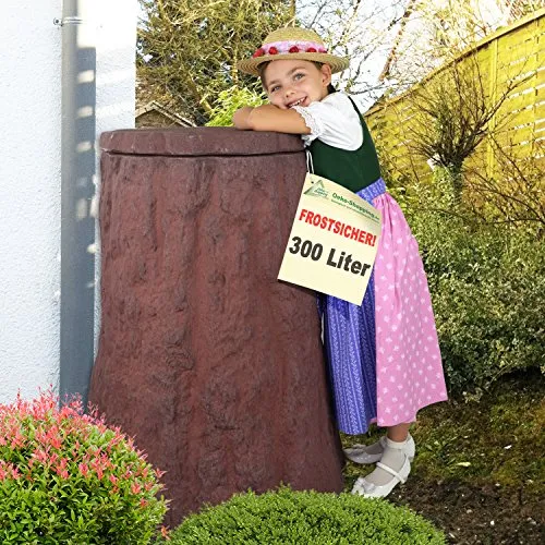 REGENTONNE REGENFASS Baum 300l - FROSTSICHERES, LANGLEBIGES Regenfass mit stabilem Deckel und Wasserhahn