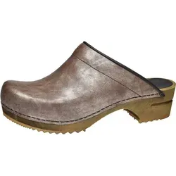 Sanita Wood Laerke Clogs Bronze EU 41 - Modische, vegane Clogs aus Leder mit offener Schnittführung für besten Tragekomfort. Ideal für Garten, Schwimmbad oder Zuhause. Leichte Holzsohle für entspannte Schritte.