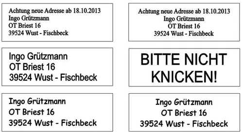  Etiketten mit Text Ihrer Wahl 48,5  x  16,9 spitze Ecken 68