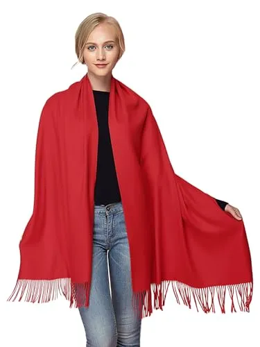 Pashmina Stola Damen für Abendkleid Kaschmirstola Kaschmir Schal Umhang Paschmina - Rot