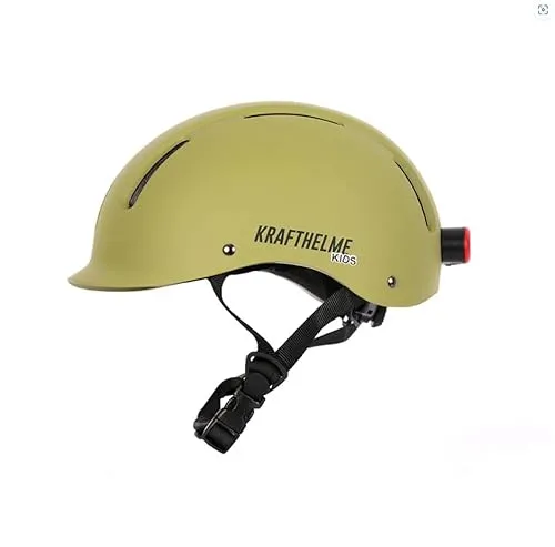 Krafthelme Kinder Fahrradhelm mit LED Licht – Verstellbarer Kinderhelm für Mädchen & Jungen, GR 48-54 cm