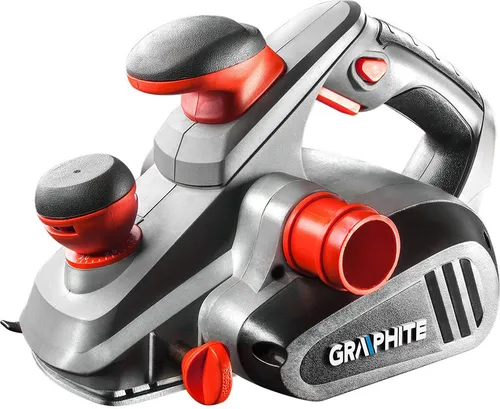 GRAPHITE Elektrischer Handhobel 850W, 16500 U/min, einstellbarer Schnitttiefe, Parallele Führung + Tragarm, Führung für Tiefhobeln, Staubbeutel