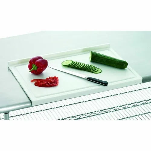 Bartscher Schneidbrett Kunststoff weiß mit Saftrinne