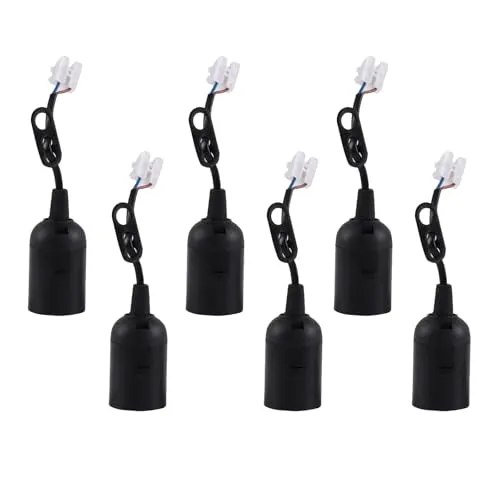 Lampenfassung, 6 Stück E27 Baufassung Mit Kabel, Schwarz