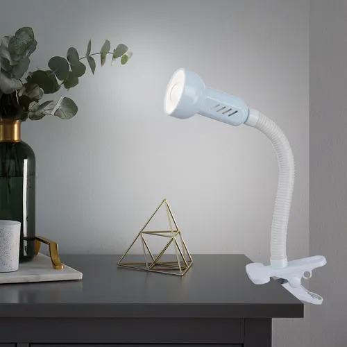 Leseleuchte Schreibtischlampe Klemmleuchte Metall beweglich Flexo-Arm E14 weiß