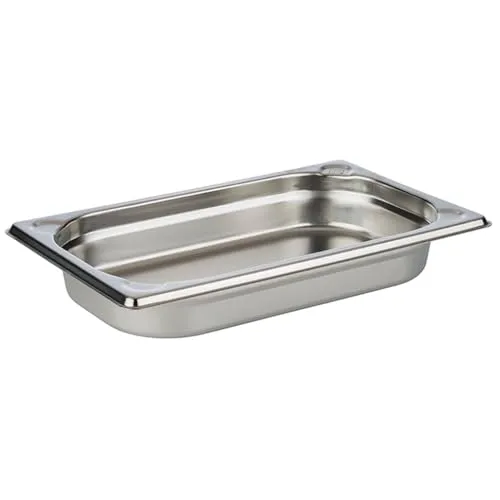 APS 81401 GN 1/4 Behälter, rostfreier Gastronormbehälter Edelstahl, Abmessungen 264 x 162 mm/Höhe 40 mm/Volumen 1 Liter, Edelstahlfarben