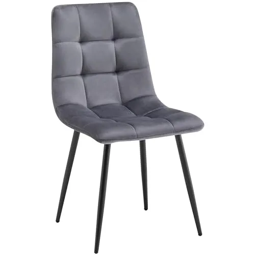 Deuline Esszimmerstühle Essstühle Samtbezug Polsterstuhl Stühle Esszimmer Stuhl Milano GRAU 521250