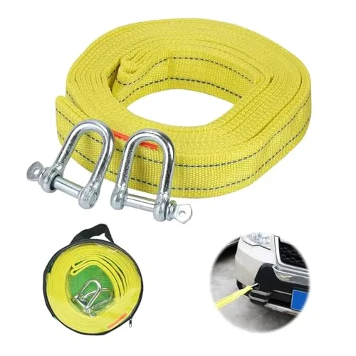 ZHYUAN Abschleppseil,Abschleppseil Auto,5 Meter 5 Tonnen (11000 Lbs),Notfall Abschleppgurt,Abschleppseil Auto kit,mit 2 Verstärkten Haken und Reflektierenden Streifen,für Auto,Pkw,LKW,Wohnmobil