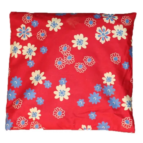 Kirschkern - Kissen rot mit blau-beigen Blumen | NATURGUT