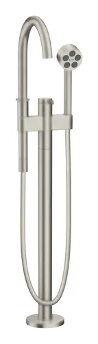 Axor One Einhebel-Wannenmischer bodenstehend - Edelstahl Optic - Hochwertige Armatur mit elegantem Hebelgriff für präzise Temperatur- und Mengenregulierung, perfekt für moderne Badezimmer.