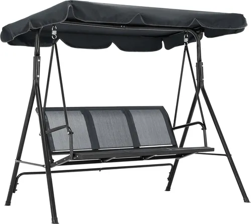 M Mcombo 3-sitzer Hollywoodschaukel Gartenschaukel Gartenliege Schaukelbank 8007 Grau