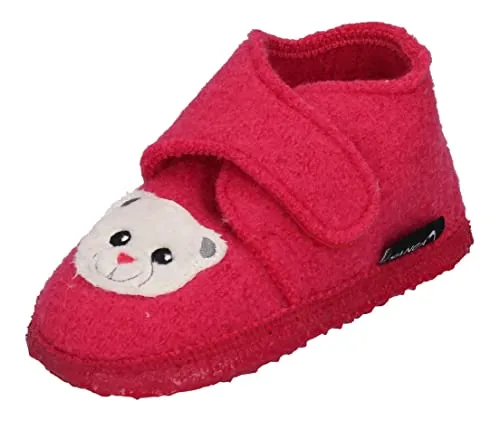 Nanga Baby Hausschuhe Teddy Bear Fuchsia 23 - Hausschuhe für Mädchen, aus 100% Wolle für atmungsaktiven Komfort und mit rutschfester Sohle für sicheren Halt – ideal für die ersten Schritte und im Kindergarten.