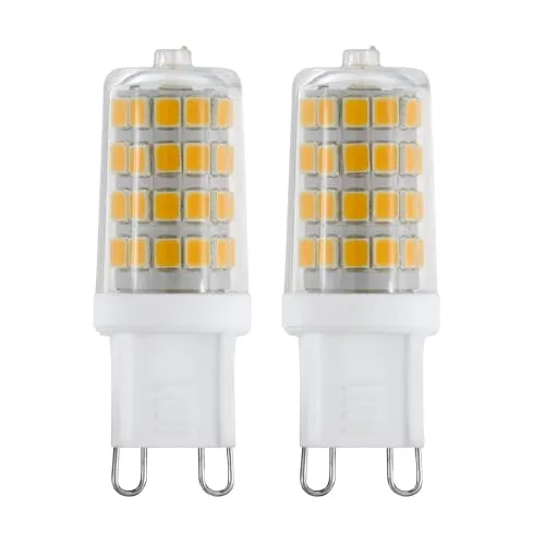 EGLO G9 Stiftsockel LED Lampe 2er-Set, Stiftsockellampe, 2 Steckbirnen, je 3 Watt (entspricht 30 Watt), 320 Lumen, Leuchtmittel Maiskolben neutralweiß, 4000 K, Glühbirne Pin Ø 1,6 cm