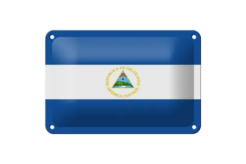 Blechschild Flagge Nicaraguas 18x12 cm Flag of Nicaragua Deko Schild