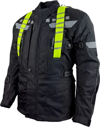 Roleff RO773 Motorradjacke – Schwarz mit abnehmbarer Neon-Weste