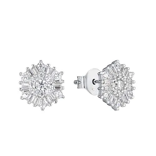 Amor Ohrstecker 925 Sterling Silber mit Zirkonia - Elegante Ohrringe für Damen aus hochwertigem 925 Sterling Silber, besetzt mit funkelnden Zirkonia. Inklusive Schmuck Geschenk Box – perfekt für besondere Anlässe.