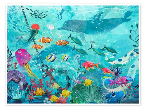 Posterlounge Wandbild Farbenfrohe Unterwasserwelt, Kidz Collection, erhältlich als Poster, Leinwandbild, Wandsticker oder Acrylglasbild